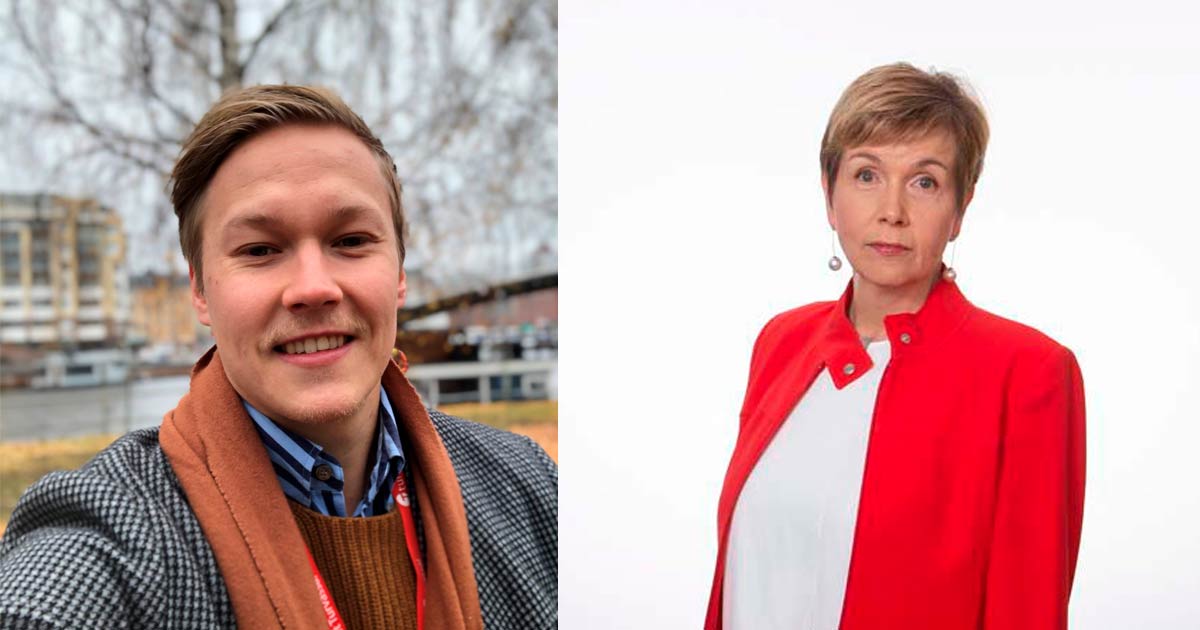 Kuva Topiaksesta ulkona, Anita studiossa punainen jakku päällä.