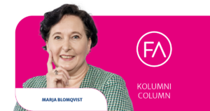 Kuvassa kolumnisti, Finanssiala ry:n johtava veroasiantuntija Marja Blomqvist.