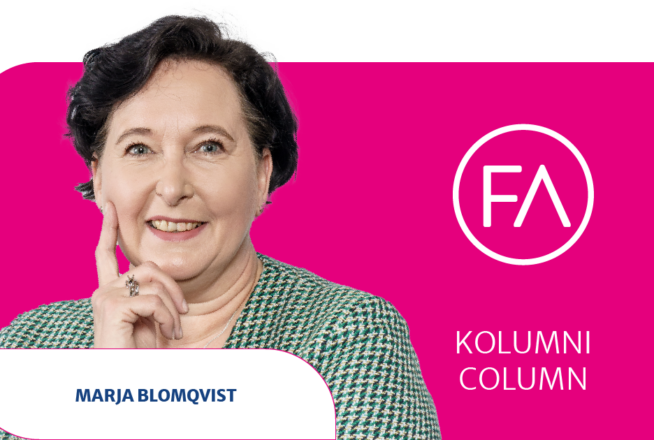 Kuvassa kolumnisti, Finanssiala ry:n johtava veroasiantuntija Marja Blomqvist.