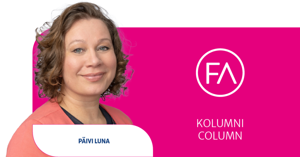 Kuvassa kolumnin kirjoittaja Päivi Luna