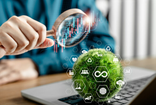 vihreää palloa tutkitaan suurennuslasilla