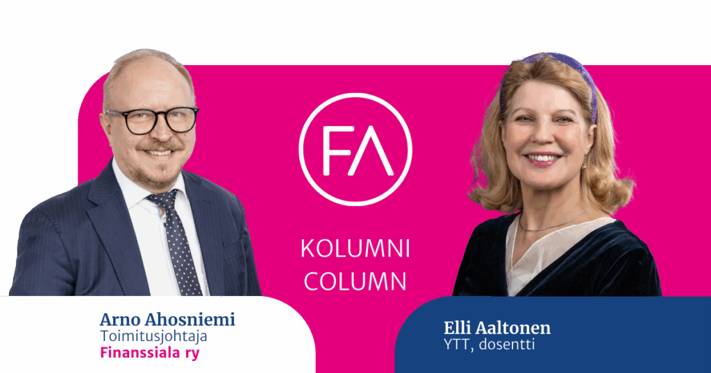 Arno Ahosniemen ja Elli Aaltosen kolumnikuva