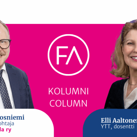 Arno Ahosniemen ja Elli Aaltosen kolumnikuva
