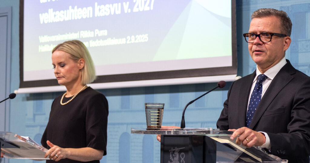 Valtiovarainministeri Riikka Purra ja pääministeri Petteri Orpo.