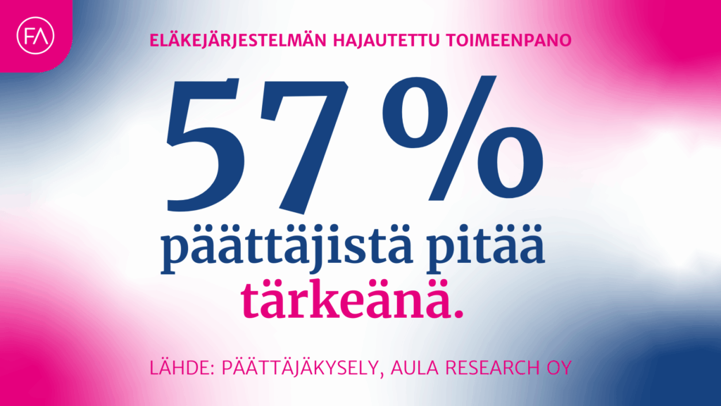 Selvityksen keskeinen luku 57 % päättäjistä kannattaa.