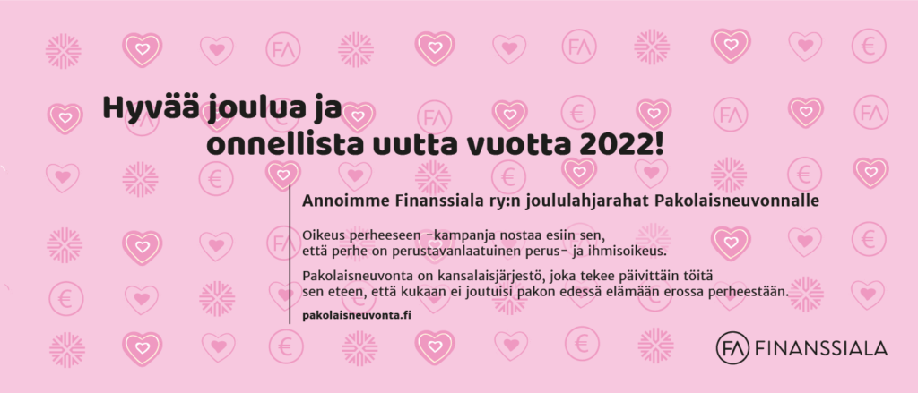Finanssiala ry on tehnyt joululahjoituksen Pakolaisneuvonnan Oikeus perheeseen -kampanjalle